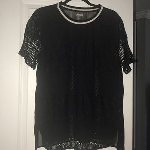Hollister sheer and lace short sleeve top